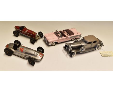 4x Diecast Car Models including two 1:24 scale Franklin Mint cars 1933 Duesenberg SJ Twenty Grand and 1958 Edsel Citation tog