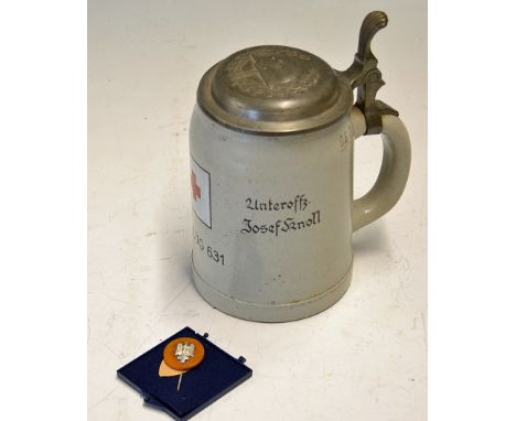 1940 'Kreigsweihnacht' or Christmas German Red Cross beer stein - named to an Unteroffizer Josef Knoll and German Red Cross p