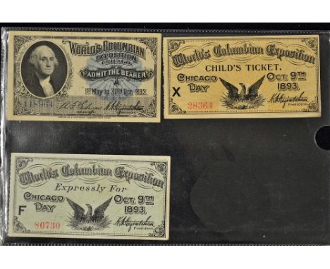 Worlds Columbian Exposition 1893 Tickets - Chicago Fine detailed Ticket for Season Ticket for the Exposition. Portrait of Geo