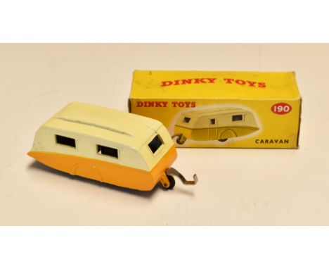 Dinky Toys Diecast 190 Caravan in orange and cream, with original box.