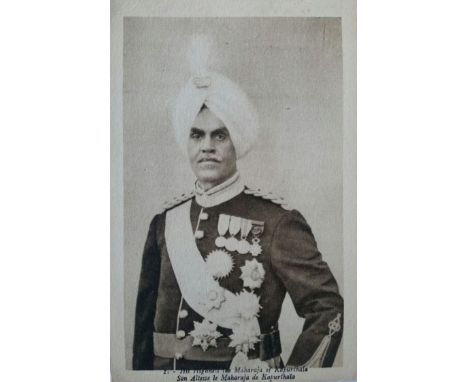 Maharaja of Kapurthala Postcard, 1927 - An early Indian half portrait postcard of HH Maharajah Jagatjit Singh of the Sikh Sta