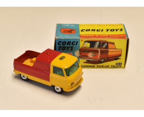 Corgi Toys Diecast 465 Commer Pick-Up Truck in yellow with red back, with original box.