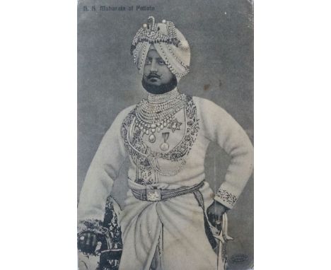Maharajah Bhupinder Singh of Patiala Postcard - A fine rare early Indian portrait postcard of HH Maharajah Bhupinder Singh of
