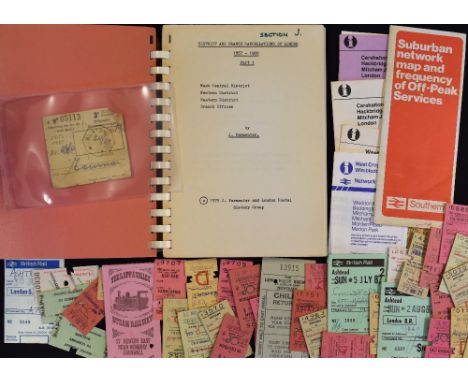 Selection of Railway Related Ephemera including group of 1970's tickets including Wimbledon / West Croydon railway line plus 