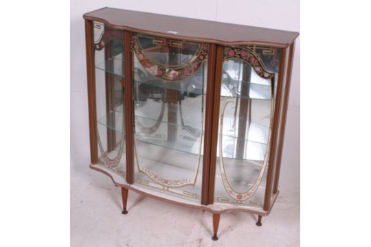 A Vintage 20th Century Retro Faux Rosewood Formica 1960 S Glass Display Cabinet Raised On Tapered