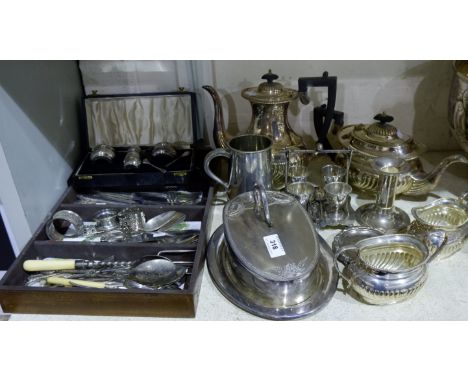 A Georgian style 4 piece tea and coffee service; an EP cheese dish; cutlery; silver plate