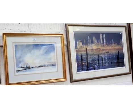 Alan Chapman, Cheshire landscape artists signed print, framed and glazed a print of New York