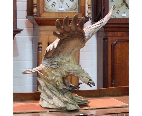 Guido Cacciapuoti (1892-1953) A large ceramic eagle with wings and claws outstretched, 26” x 26” (some restoration and damage