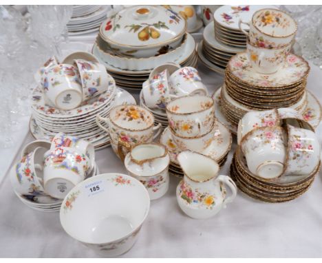 A Royal Worcester part tea service decorated with chinoiserie scenes, 34 pieces approx; an "Avon" floral and gilt tea service
