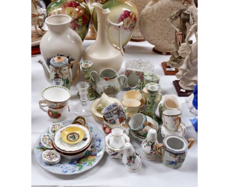 A Worcester Blanc de chine ewer (small chip to spout), 12.5" and a quantity of decorative china and glass