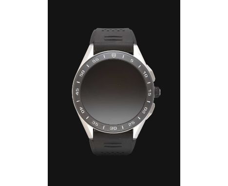 A Stainless Steel and Ceramic Electronic Digital Smartwatch, signed Tag Heuer, model: Tag Heuer Connected OS by Google, ref: 