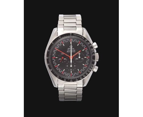 An Extremely Fine and Rare First Generation Exotic Red Racing Speedmaster Professional Chronograph Wristwatch, signed Omega, 