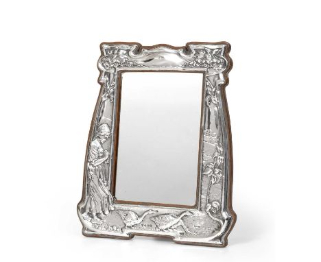 An Edward VII Silver Photograph-Frame, by Charles S. Green and Co. Ltd., Birmingham, 1906, in the Art Nouveau-style, shaped o