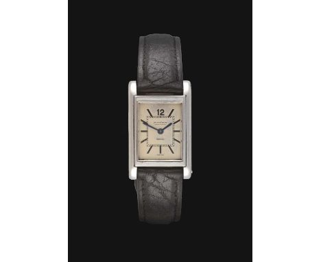 A Rectangular Back Winding Wristwatch, signed Jaeger LeCoultre, model: DuoPlan, circa 1950, lever movement signed Jaeger, sid