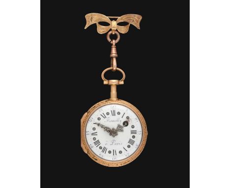 A French Gold Enamel and Diamond Set Pocket Watch, signed Romilly a Paris, circa 1790, gilt fusee verge movement signed and n