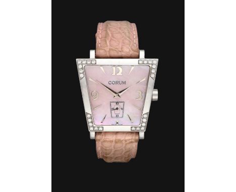 A Lady's Stainless Steel Diamond Set Wristwatch, signed Corum, model: Trapeze, ref: 106.405.47, circa 2000, quartz battery dr