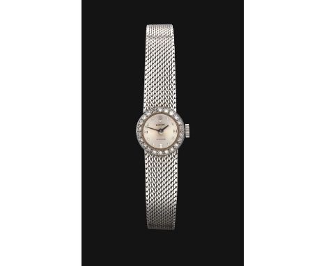 A Lady's 18 Carat White Gold Wristwatch, signed Rolex, Precision, 1964, (calibre 1401) mechanical lever movement, silvered di