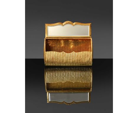 A Diamond Clutch/Evening Bag, the yellow rectangular shaped bag of basketweave design with hinged lid, with an interior fitte