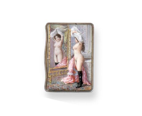 A French Silver and Enamel Erotic Vesta-Case, With Indistinct Maker's Mark and French Standard Mark for Small Articles, Proba