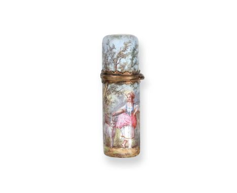 A French Silver-Gilt Mounted Enamel Scent-Bottle, With Indistinct Maker's Mark and With Control Mark for Small Articles, Late