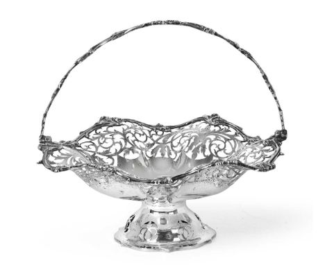 A George V Silver Basket, by William Hutton and Sons, Sheffield, 1915, shaped circular and on spreading foot, the rim and foo