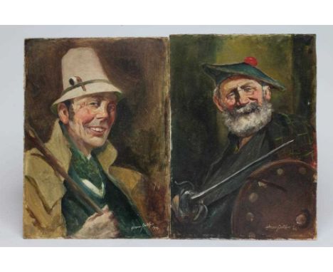 Henrie Pitcher (British school, early 20th century)Portrait of a Highlander and a Rural Character, a pair, each signed and da