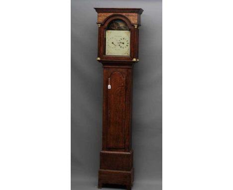 AN UNUSUAL OAK LONGCASE CLOCK SIGNED ETHERINGTON DRYFIELD, late 18th century, the movement in two sections with going train t