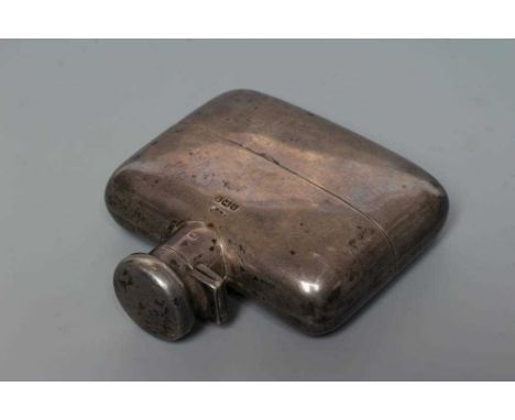 A SILVER HIP FLASK, probably by Deakin &amp; Francis, Birmingham 1917, of concave oblong form with pull-off lower section and
