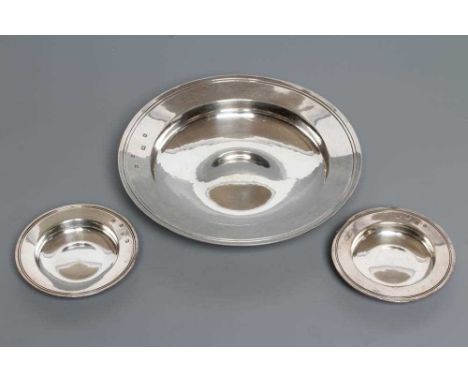 A SILVER ROSEWATER DISH, by William (Richard) Comyns, London 1936, of plain circular form with domed centre and picture hallm