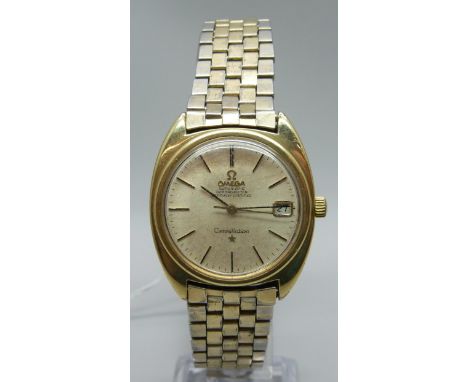 An Omega Constellation automatic chronometer  wristwatch with date, on original strap 