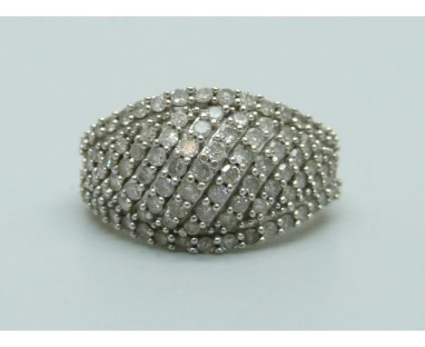 A 9ct yellow gold and diamond ring, 3.7g, L 