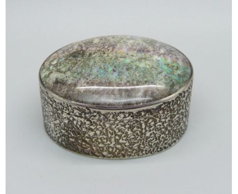 A silver box set with large boulder opal 