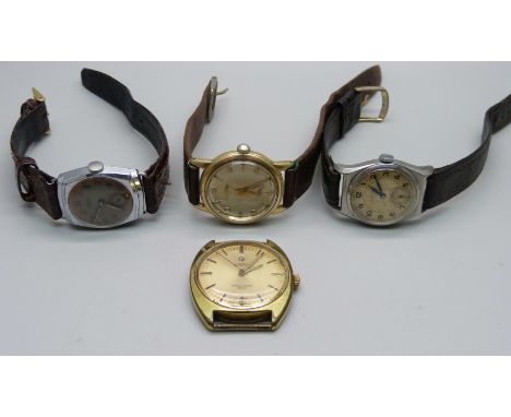 Four wristwatches, two Roamer, Meda and early Zenith 