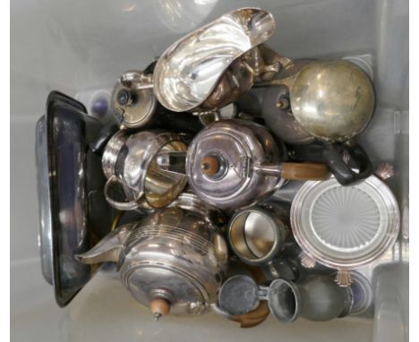 A box of mixed silver plate including an Art Deco tea service **PLEASE NOTE THIS LOT IS NOT ELIGIBLE FOR IN-HOUSE POSTING AND