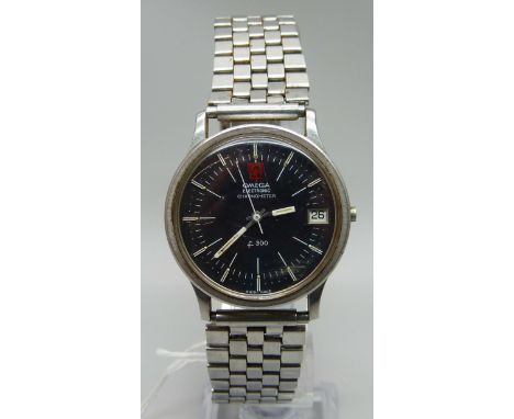 An Omega electronic chronometer f300 gentleman's wristwatch, lacking crown 