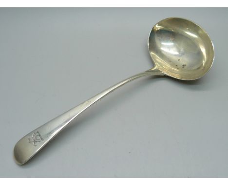 A George III silver ladle, London 1799, 49g 