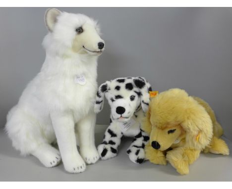 Three Steiff dog soft toys 