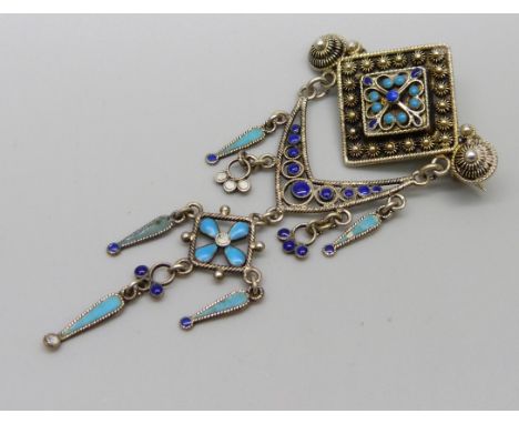 A Norwegian silver and enamel brooch marked C.B. 830S 