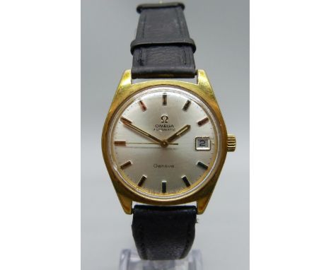 An Omega Geneve gold plated automatic wristwatch with date, sweep second hand 