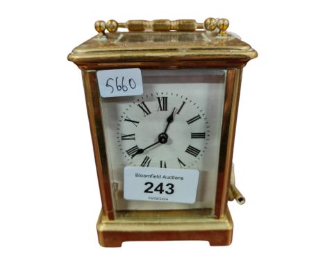 EDWARDIAN CARRIAGE CLOCK &amp; KEY - PERFECT WORKING ORDER 