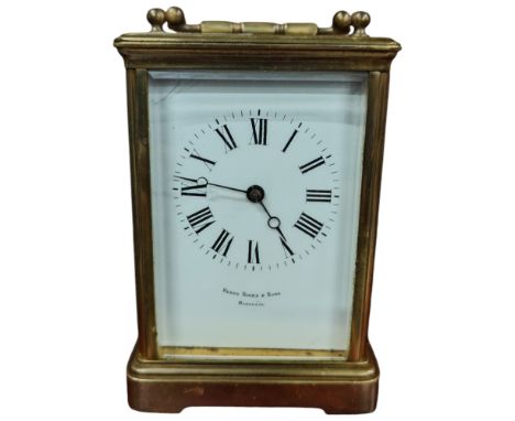 LARGE STRIKING CARRIAGE CLOCK.  BIRK &amp; SON MONTREAL CANADA  - WITH KEY - WORKING 