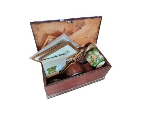 WOODEN TRUNK &amp; CONTENTS 