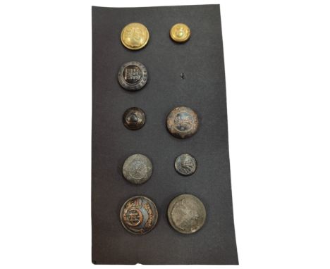 CARD OF IRISH COAT BUTTONS 1820-1855 RARE &amp; VERY FINE EXAMPLES OF.  TO THE 88TH CONNAUGH RANGERS LONGFORD MILITIA.  100TH