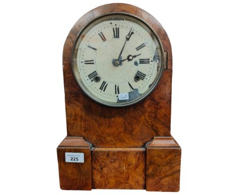 VICTORIAN WALNUT MANTLE CLOCK BY BORINGER BROS BELFAST - SECRET LIFT UP PANEL TO FRONT 