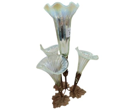 ART NOUVEAU VASELINE GLASS EPERGNE 