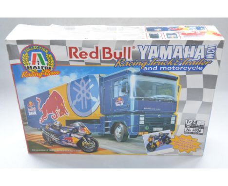 Italeri Racing Team Collection 1/24 Red Bull Racing Truck and Trailer plastic model kit (item no 3806) with pre-built plastic