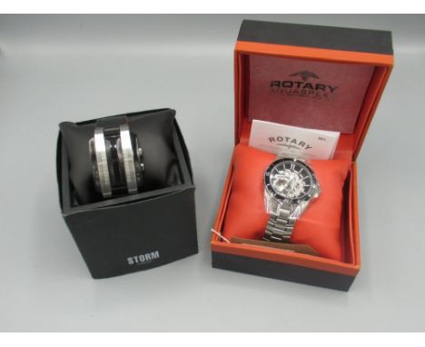 Rotary Aqua speed automatic wristwatch with skeletonised dial in stainless steel case on matching bracelet as new complete wi
