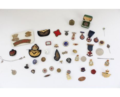 Selection of military and civilian enamel badges and association insignia incl. Butlins Filey 1954, Hampshire Women's Institu