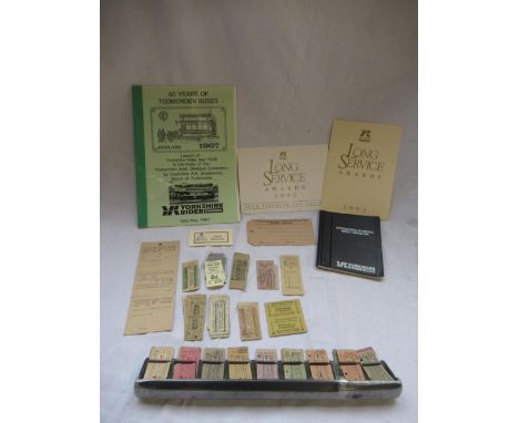 Collection of West Yorkshire and other Bus memorabilia incl. collection of Halifax and Todmorden tickets, ticket rack with pr