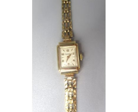 Ladies Rotary gold cased wristwatch on matching gate style bracelet, signed silvered dial, two piece case, snap on case back 
